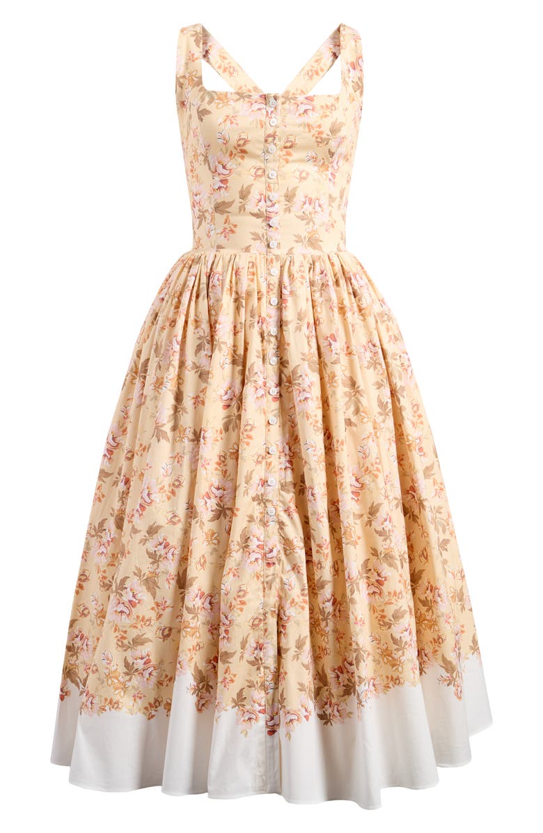 HOUSE OF CB Alba Floral Stretch Cotton Midi Sundress, Alternate, color,