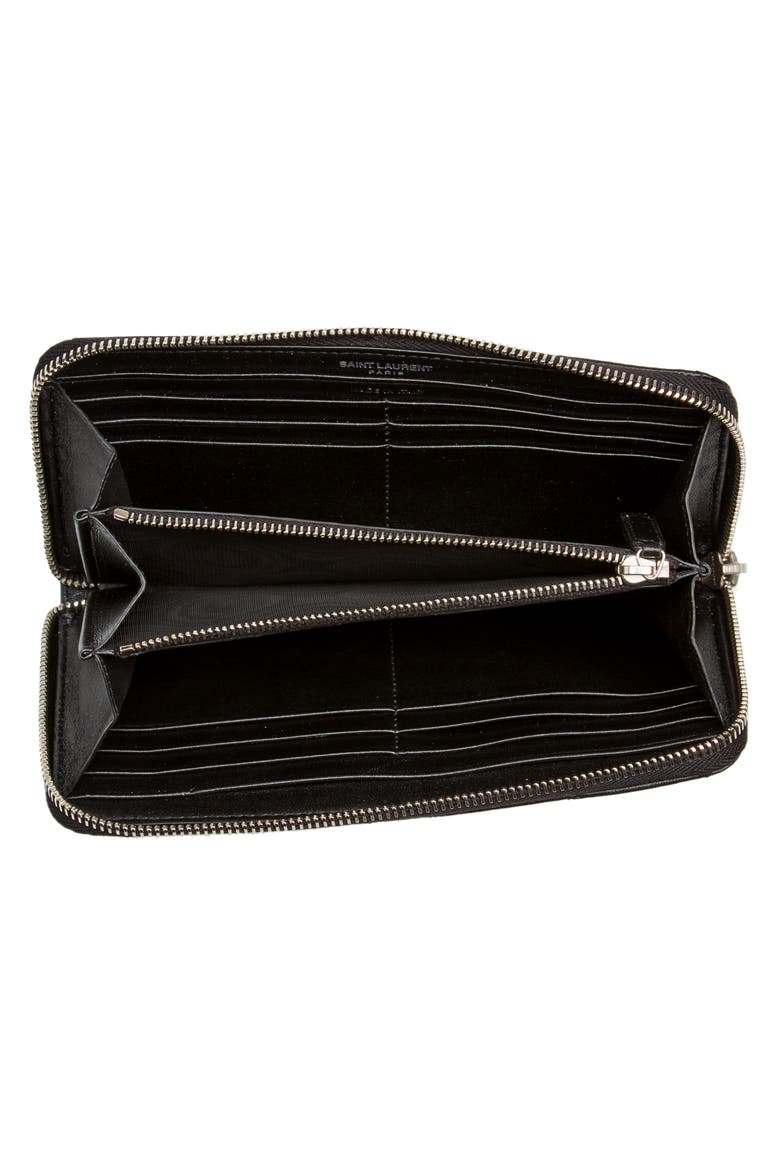 Loulou Matelassé Leather Zip-Around Wallet, Alternate, color, NOIR