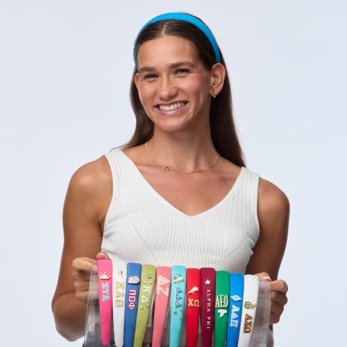 Lele Sadoughi Alpha Delta Pi Charlotte Headband In Brown