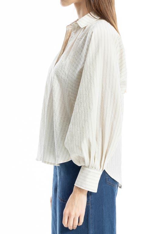 Max Studio Pinstripe Button-up Shirt In White