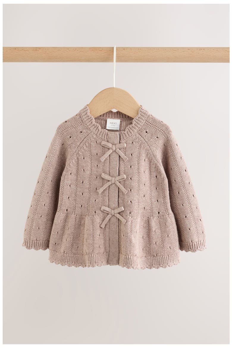 Kids' 2-Piece Knitted Peplum Cardigan & Leggings Set, Alternate, color, BROWN