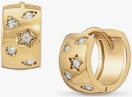 Bearfruit Jewelry 14k Gold Plated Stellar Huggies Star Hoop Earrings Dainty Trendy