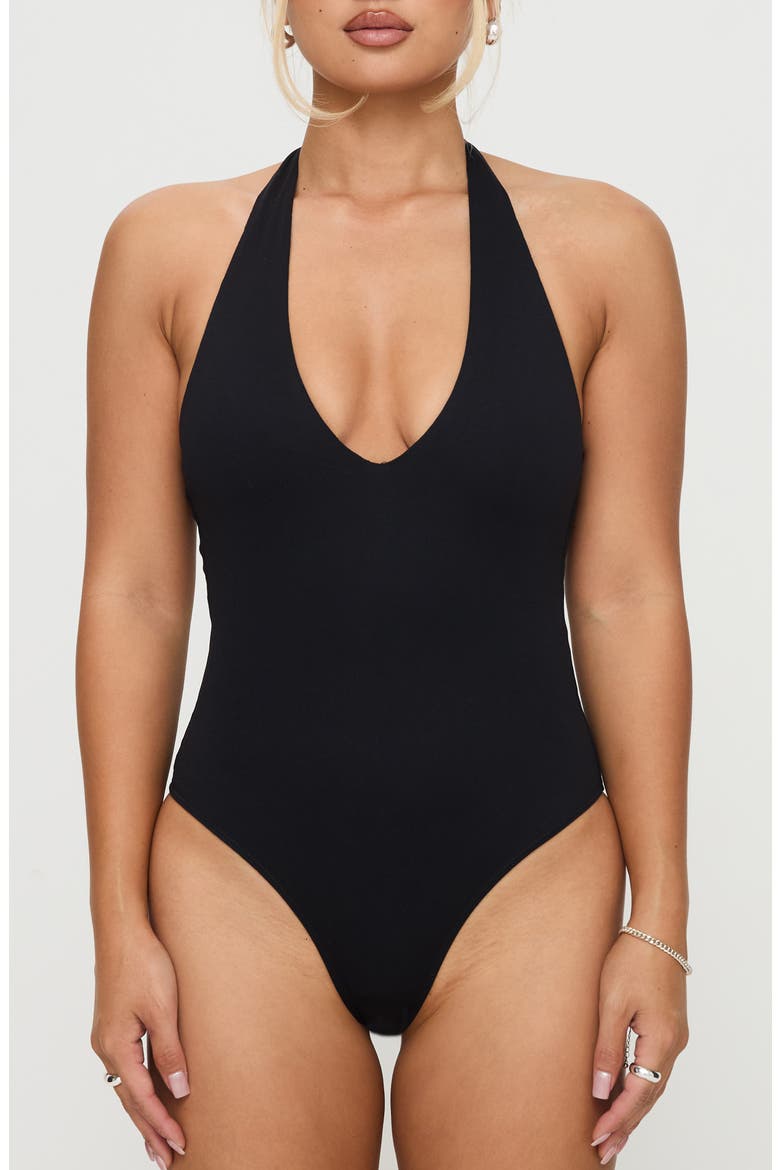 Someone New Halter Bodysuit, Main, color, BLACK