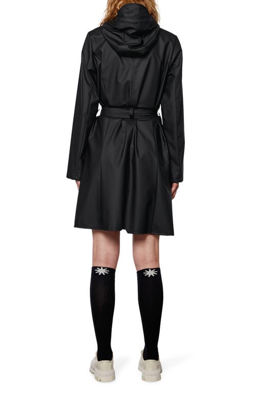 Rains Curve Waterproof Belted Jacket In Black