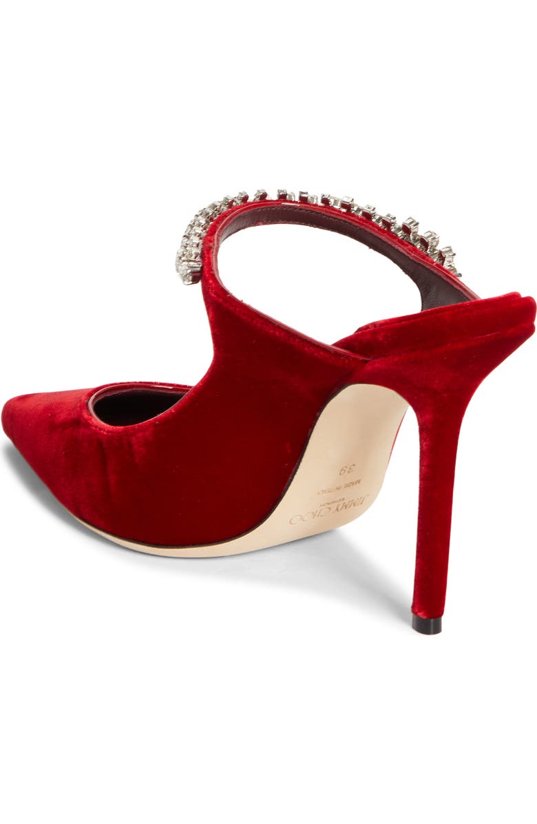 Jimmy Choo Bing Crystal Embellished Satin Mule, Alternate, color, Ruby Red