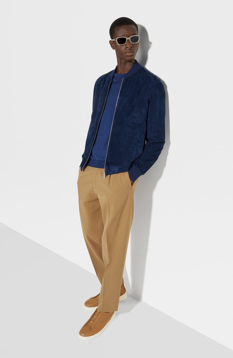 ZEGNA Suede Bomber Jacket, Alternate, color, 
