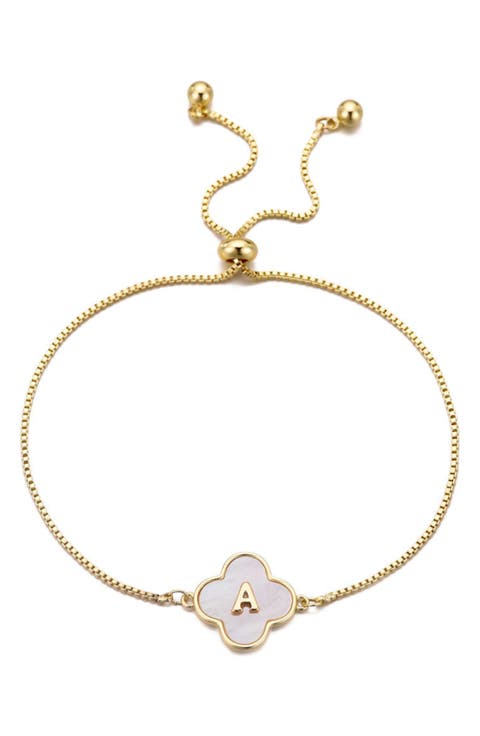 Mother of Pearl Initial Clover Bracelet