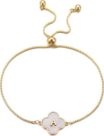 Mother of Pearl Initial Clover Bracelet
