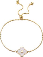 Adornia Mother of Pearl Initial Clover Bracelet