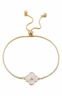 Adornia Mother of Pearl Initial Clover Bracelet