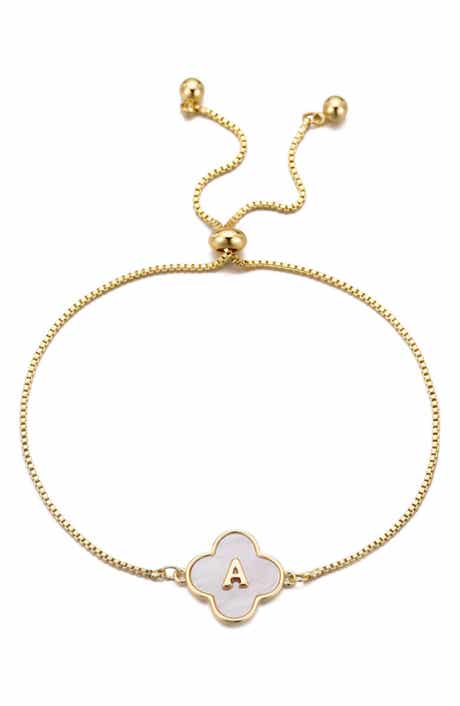Adornia Mother of Pearl Initial Clover Bracelet