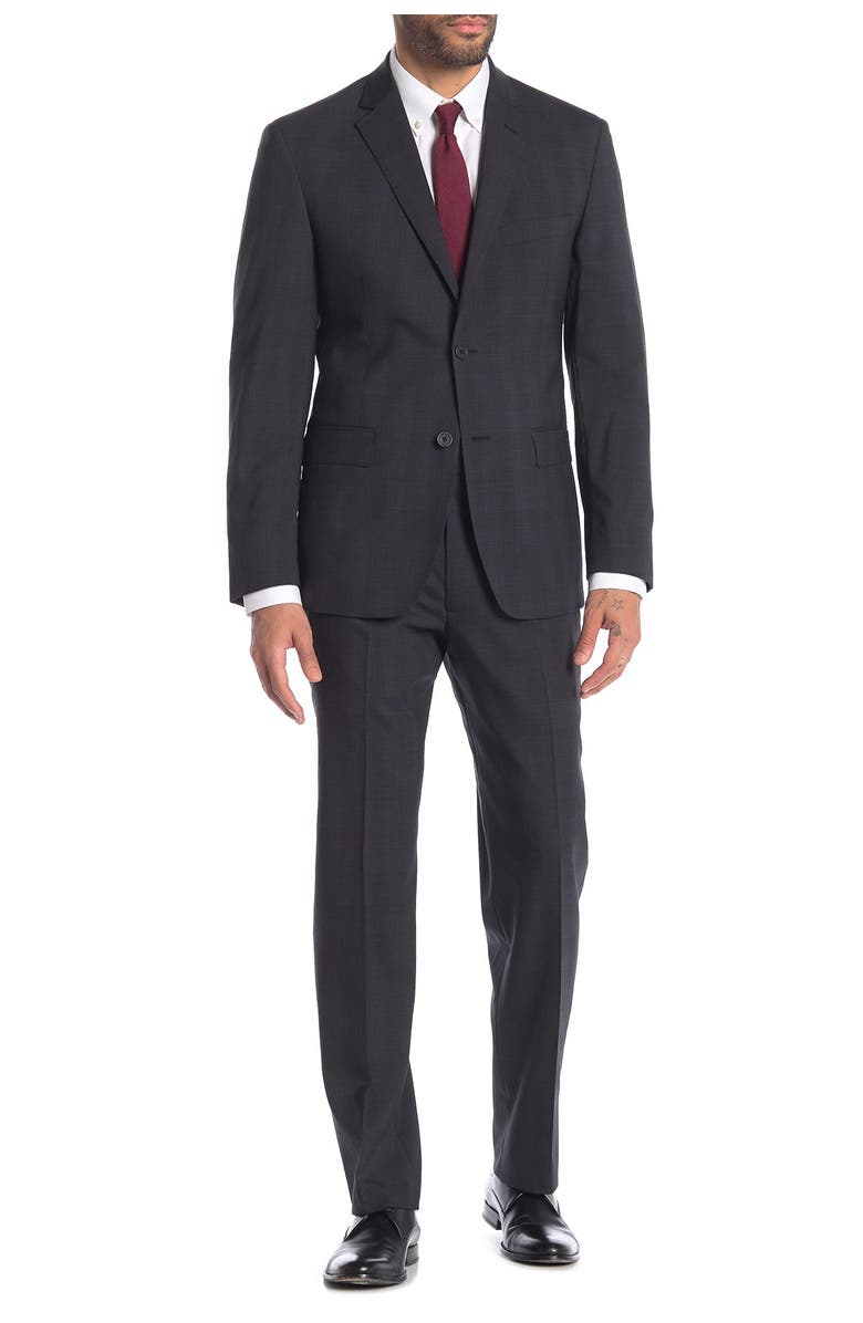 JB Britches Logan Charcoal Plaid Print Two Button Notch Lapel Suit, Main, color, 