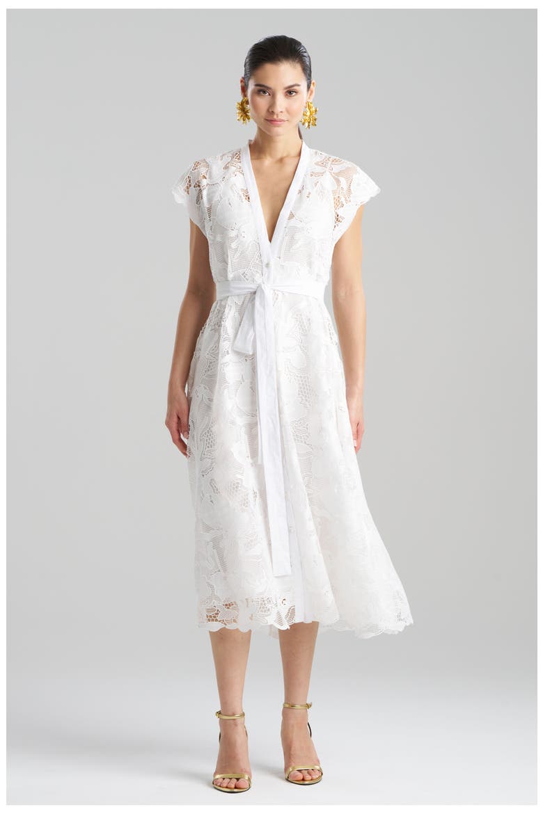Nishi Lace Tie Front Dress, Main, color, WHITE