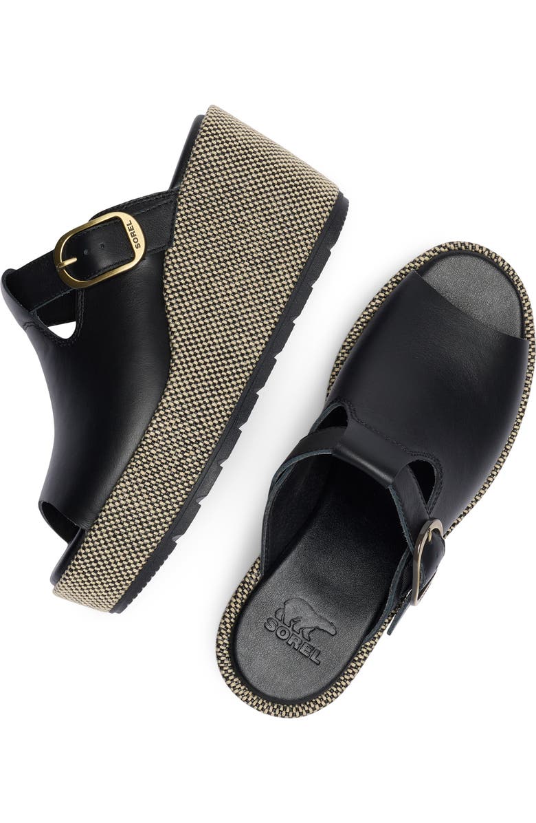 SOREL Sunpeak Platform Wedge Sandal, Alternate, color, Black/ Natural