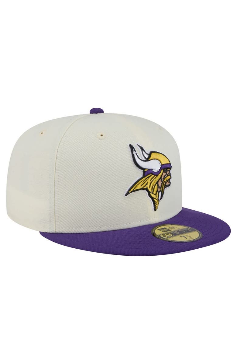 New Era Men's New Era  Cream/Purple Minnesota Vikings Main 59FIFTY Fitted Hat, Alternate, color, 