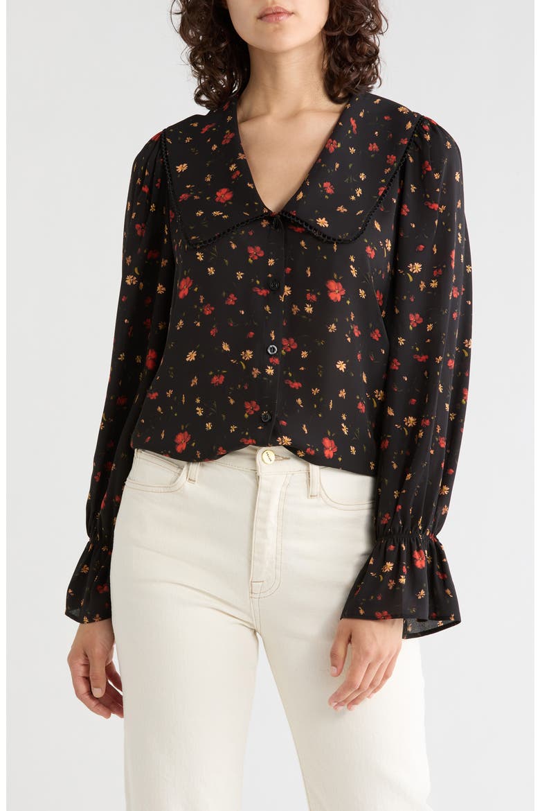 Floral Peter Pan Collar Shirt, Main, color, NIGHT BLOOM