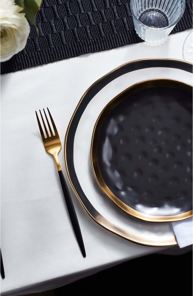 Stone Lain Florian Porcelain 16-Piece Dinnerware Set, Alternate, color, Black