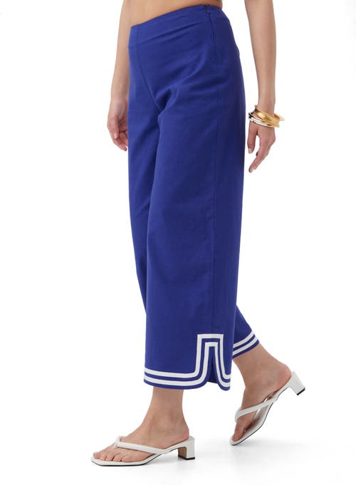 Trina Turk Abbey Linen Ankle Pant In Cobalt Cove