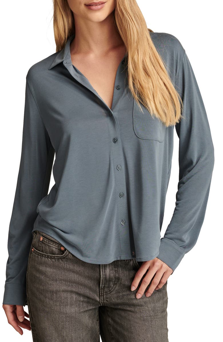 Lucky Brand Sandwash Shirt, Main, color, Dark Denim