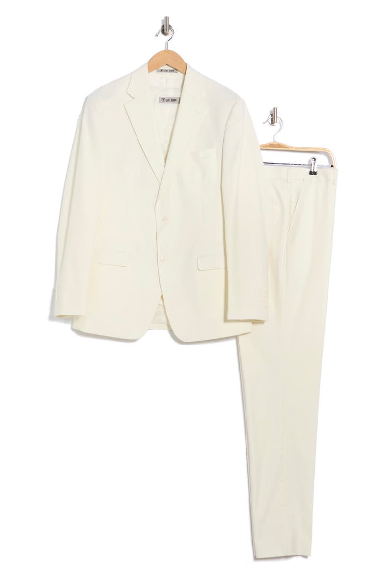 White Solid 3-Piece Suit, Alternate, color, IVORY