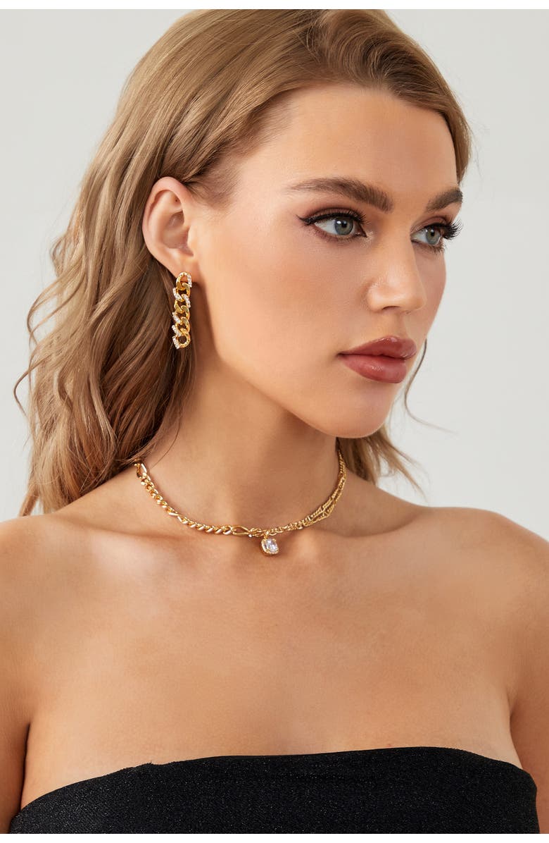 Classicharms Double Layered Solitaire Pendant Necklace, Alternate, color, Gold