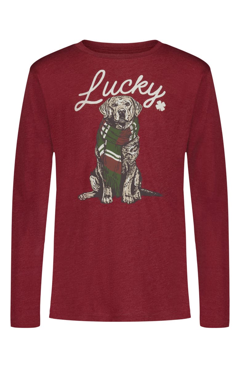 Lucky Brand Kids' Puppy Graphic T-Shirt, Main, color, Red Dahlia Heather