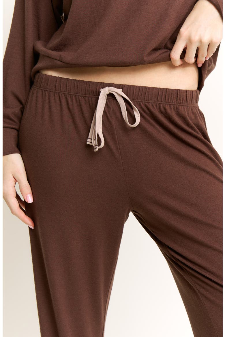 Star Seeker Brushed Jersey Pajamas, Alternate, color, CHOCOLATE