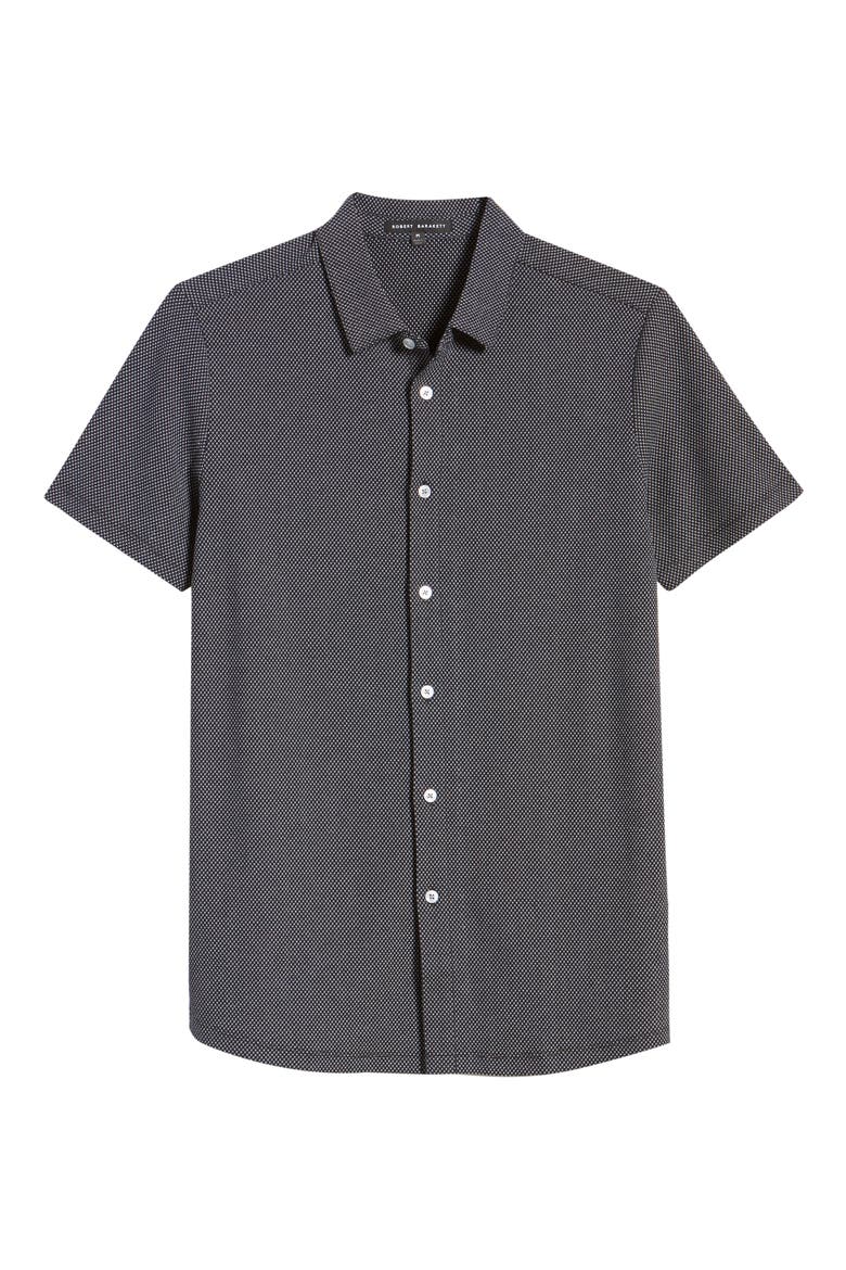 Broderick Short Sleeve Knit Button-Up Shirt, Alternate, color, BLACK