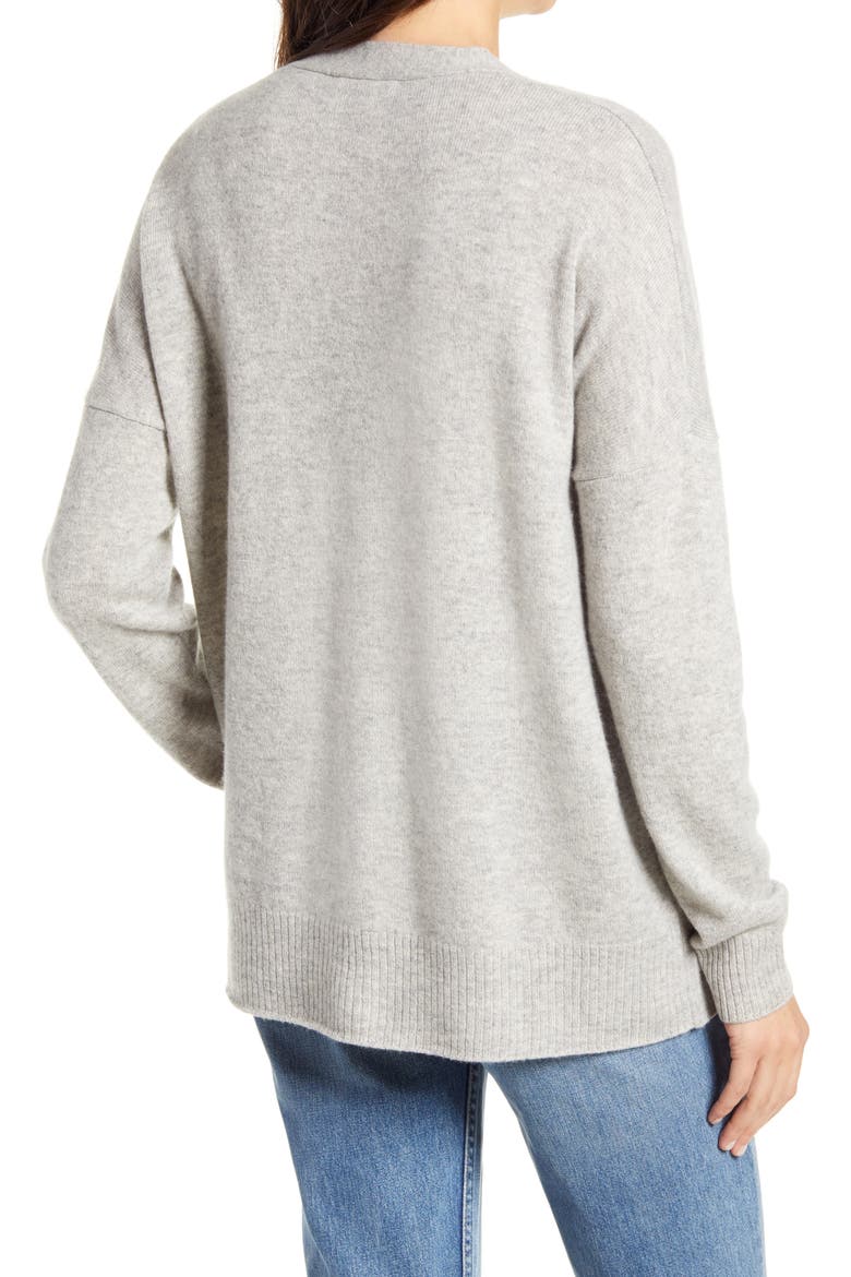Recycled Cashmere Blend Boyfriend Cardigan, Alternate, color, LIGHT HEATHER GREY