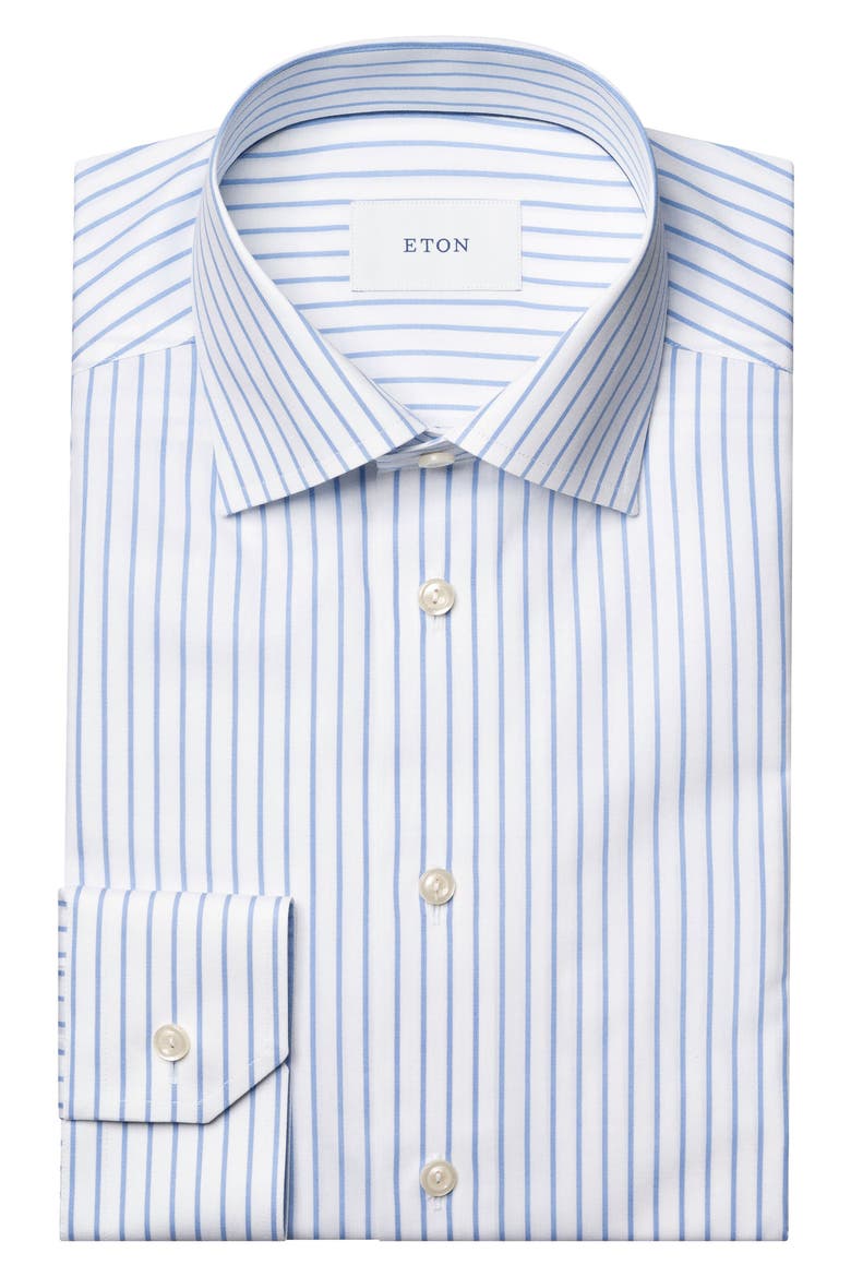 Slim Fit Stripe Dress Shirt, Alternate, color, MEDIUM BLUE
