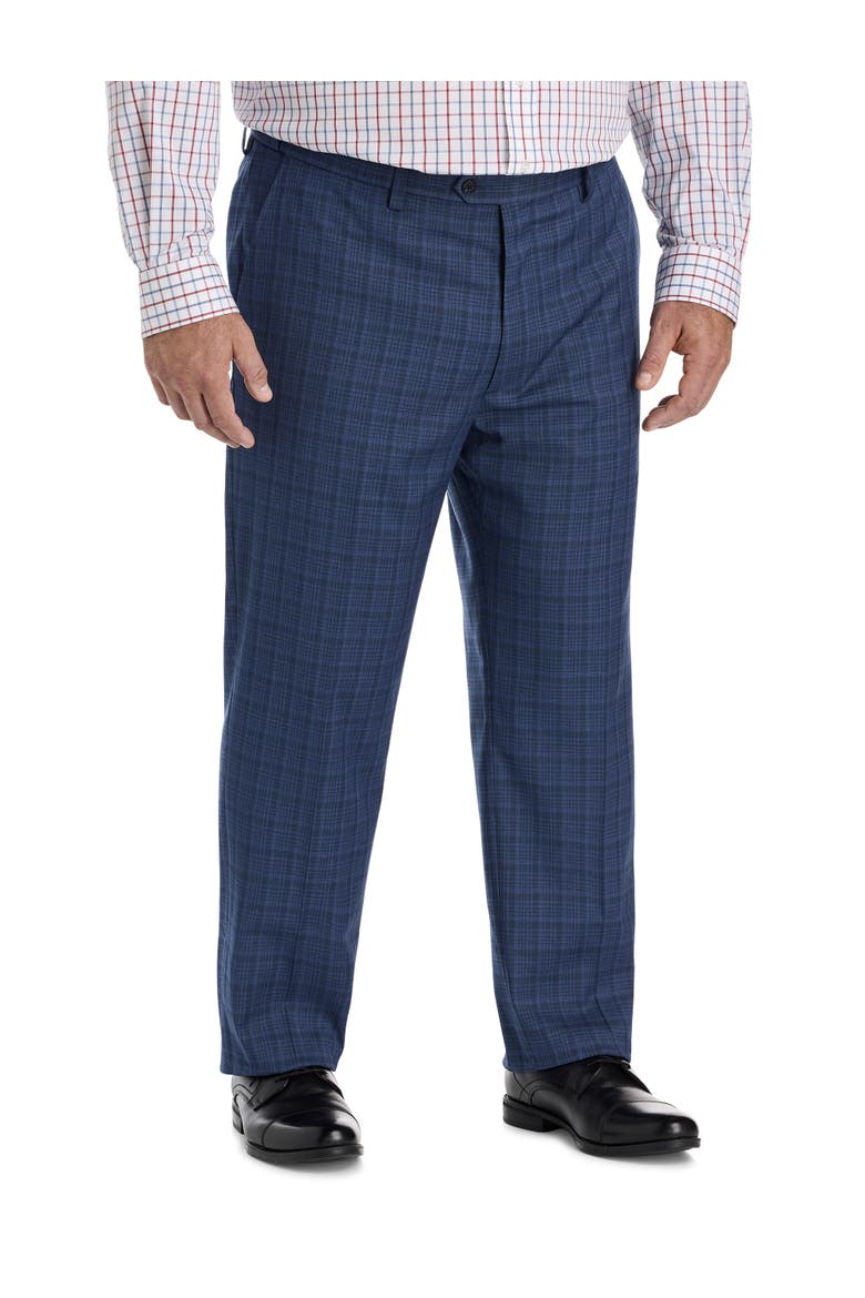 Big & Tall Washed Plaid Suit Pants, Main, color, BLUE