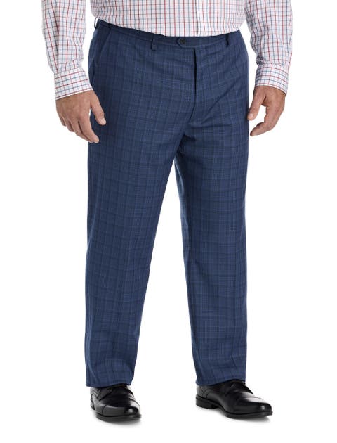 Big & Tall Washed Plaid Suit Pants