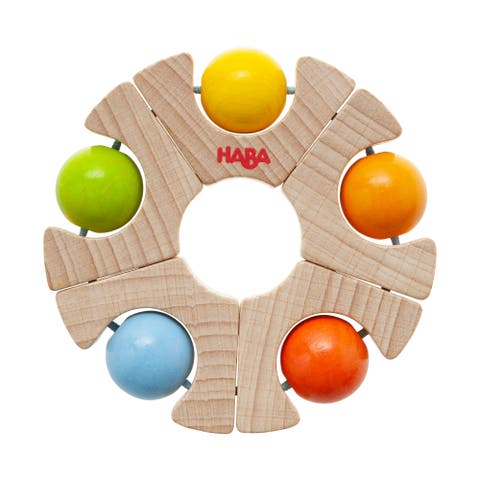 Rainbow Ball Wooden Baby Teething Toy & Montessori Grasping Wooden Rattle, Sensory Toys for Babies, Baby Grasping Toys for 6-12 Months
