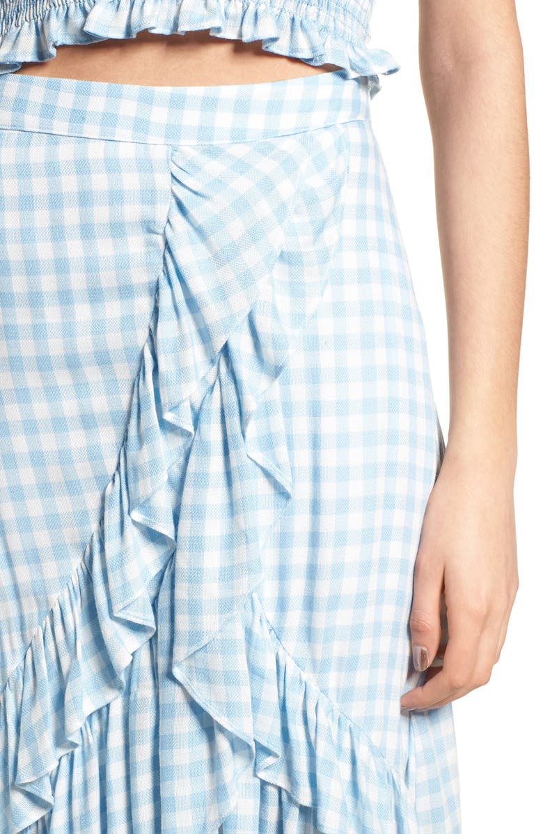 Lost + Wander Fiesta Ruffle Gingham Skirt, Alternate, color, 