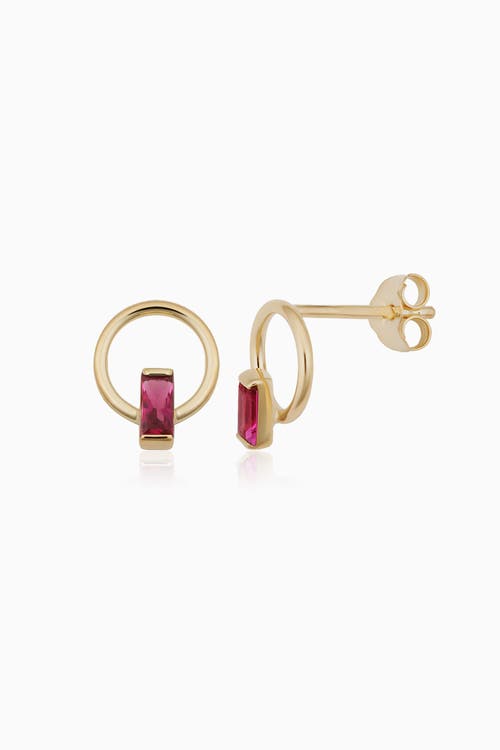 Oradina 14k Gold Bella Studs Earrings In Yellow Gold - Rose Zirconia