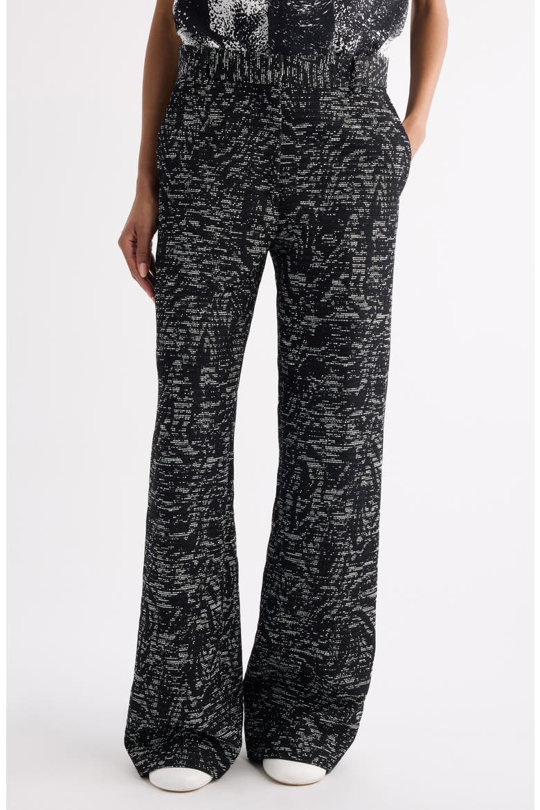 Paxy Abstract Swirl Jacquard Straight Leg Pants, Main, color, BLACK