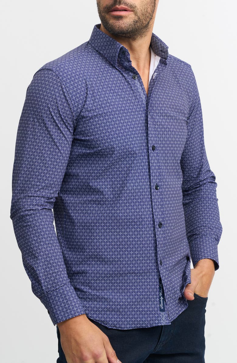 Robert Graham Vargas Trim Fit Abstract Floral Knit Button-Up Shirt, Alternate, color, 