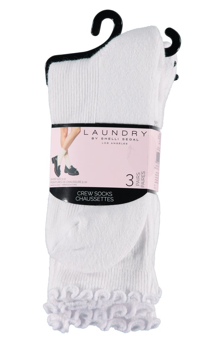 Laundry by Shelli Segal 3-Pack Lettuce Edge Cushion Crew Socks, Alternate, color, 