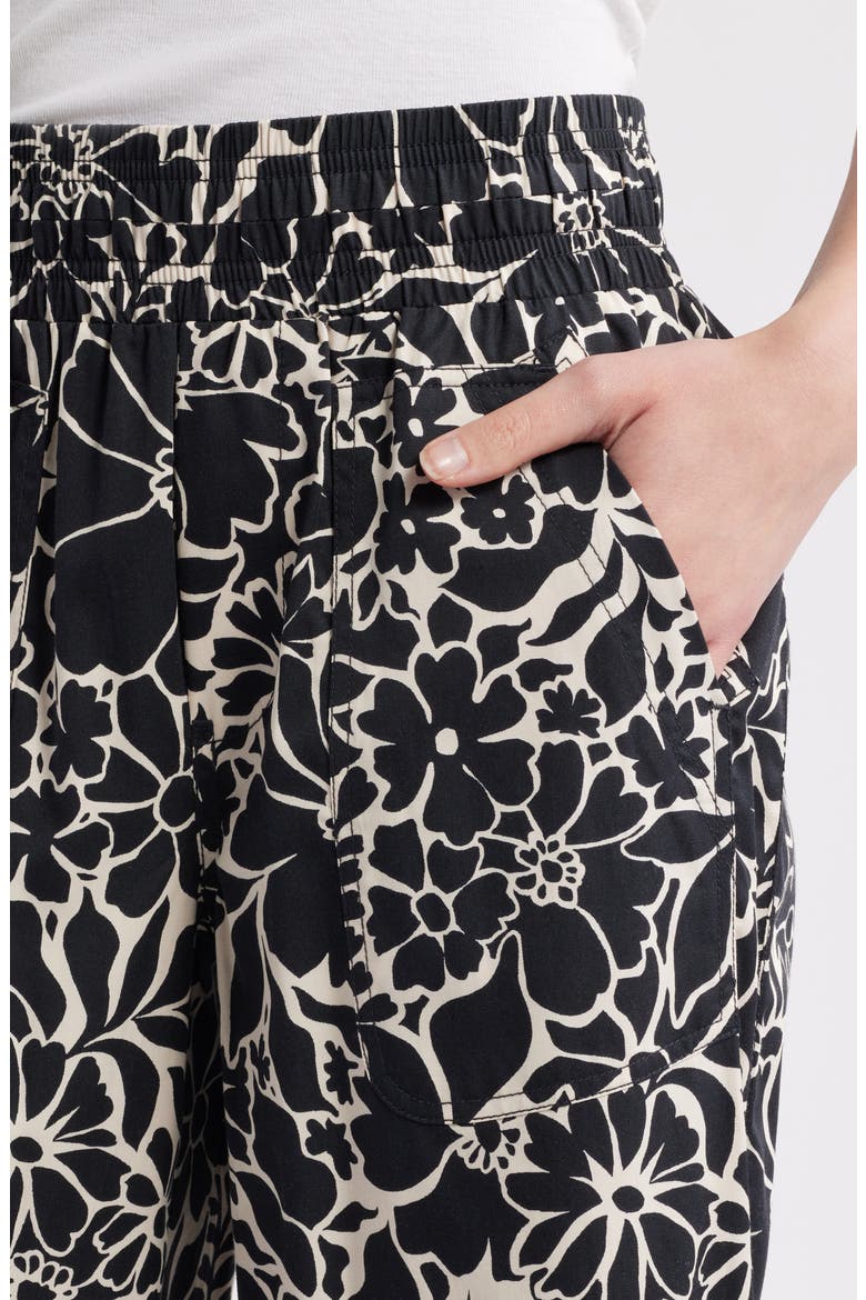 Floral Cotton Blend Crop Pants, Alternate, color, BLACK OFF WHITE