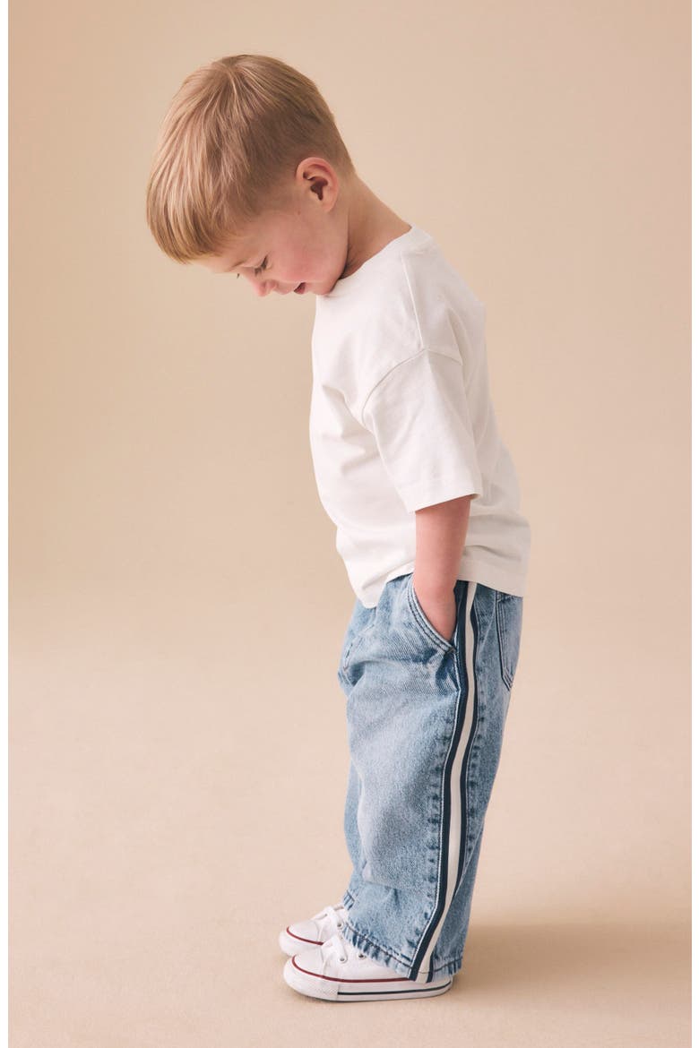 Kids' Sporty Side Stripe Jeans, Alternate, color, BLUE