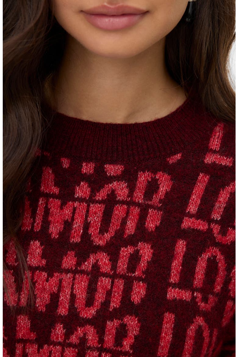 Love Pullover Sweater, Alternate, color, SYRAH DETAIL MELANGE