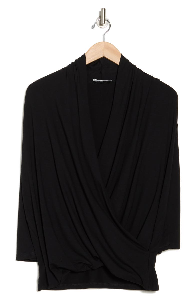 PATRIZIA LUCA Crossover Woven Top, Alternate, color, Black