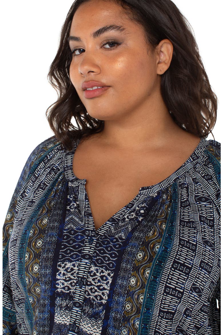 Shibori Print Button-Up Top, Alternate, color, BLUE SHIBORI