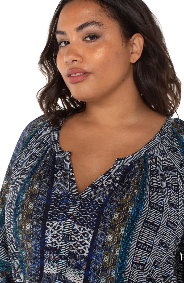 Liverpool Los Angeles Shibori Print Button-Up Top, Alternate, color, Blue Shibori