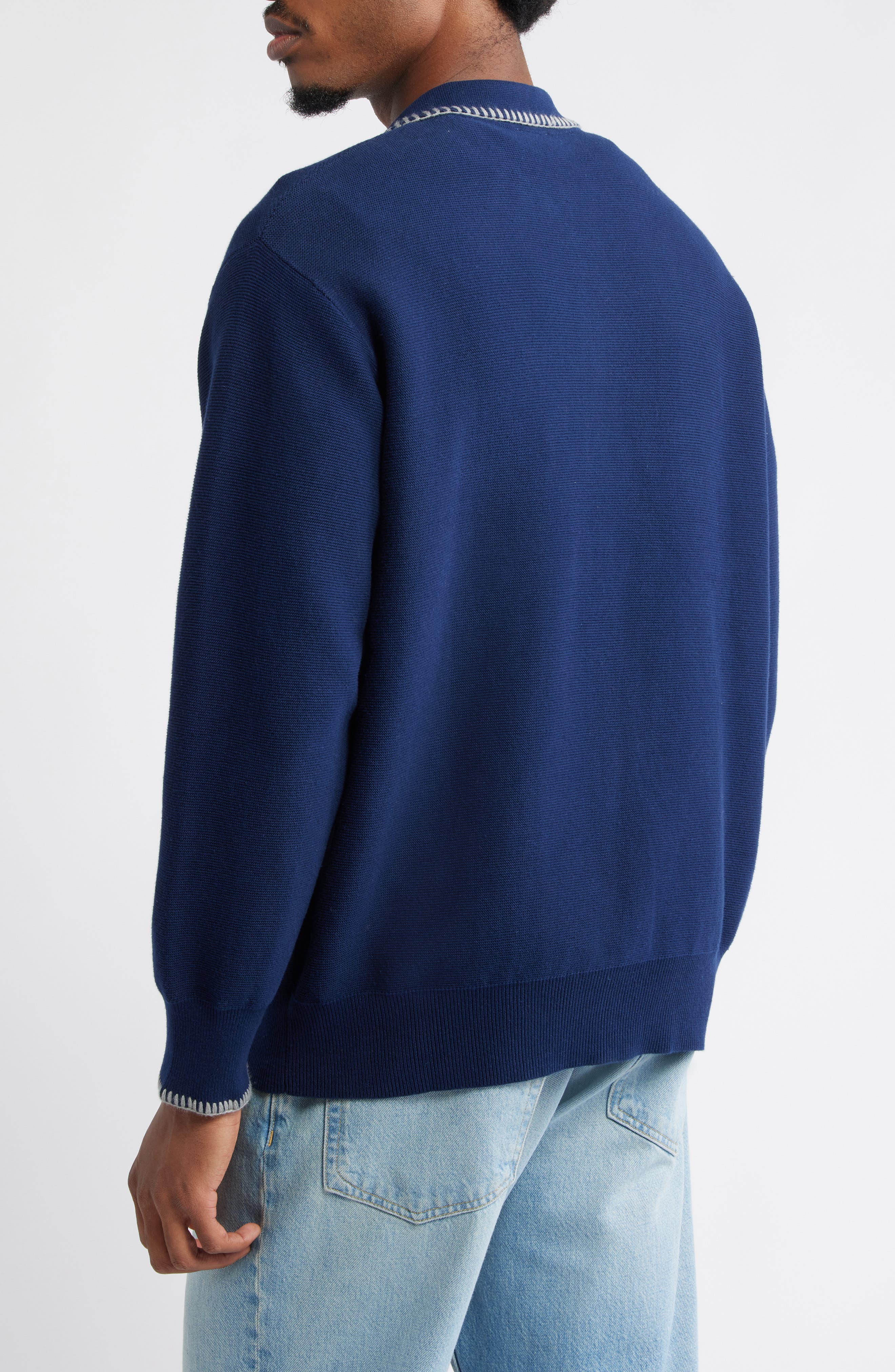 Blanket Stitch Cotton Cardigan - image 2