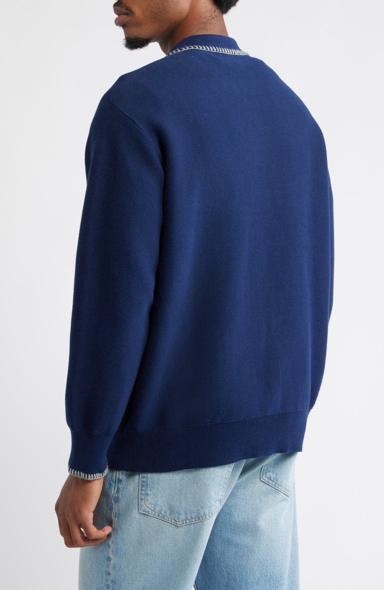 Service Works Blanket Stitch Cotton Cardigan, Alternate, color, Navy