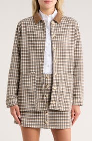 French Connection Check Plaid Corduroy Collar Jacket