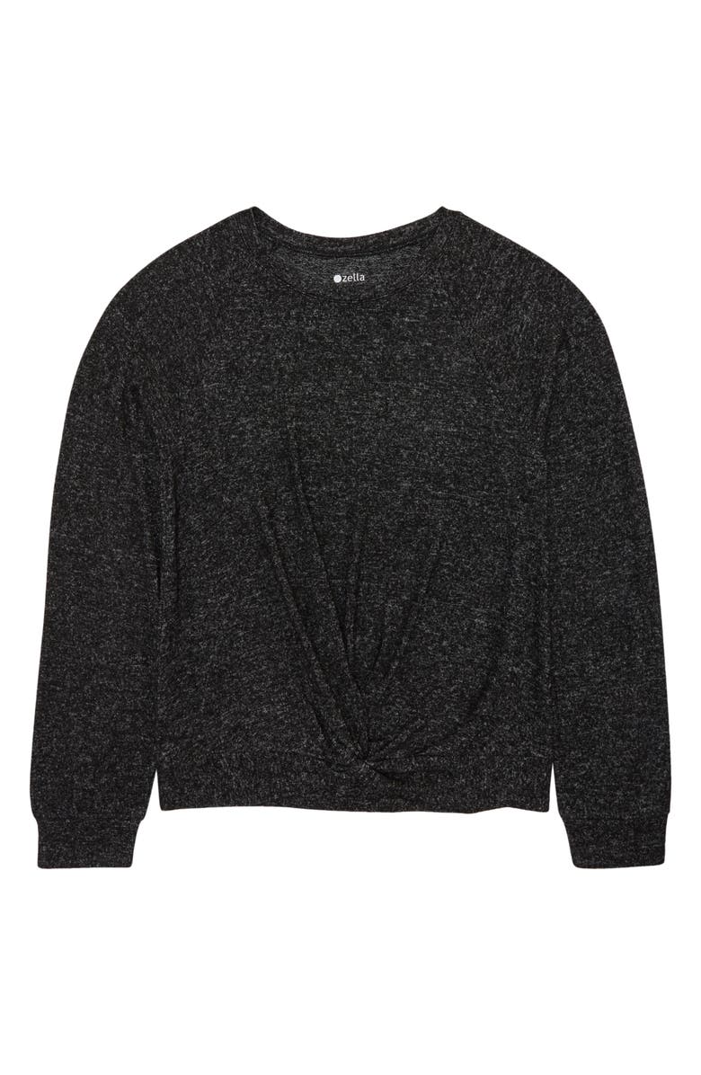 Zella Girl Kids' Supersoft Long Sleeve Twist Top, Main, color, 