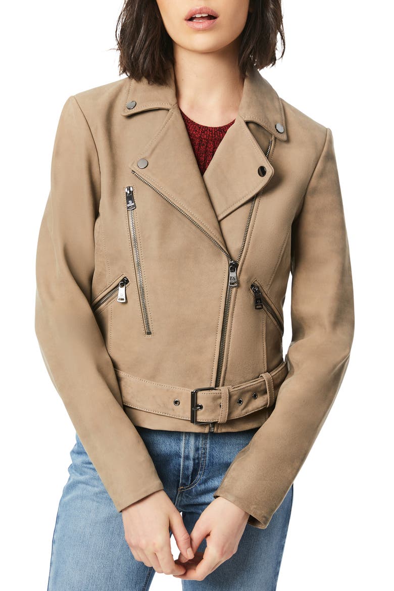 Spessa Leather Moto Jacket, Main, color, TAUPE