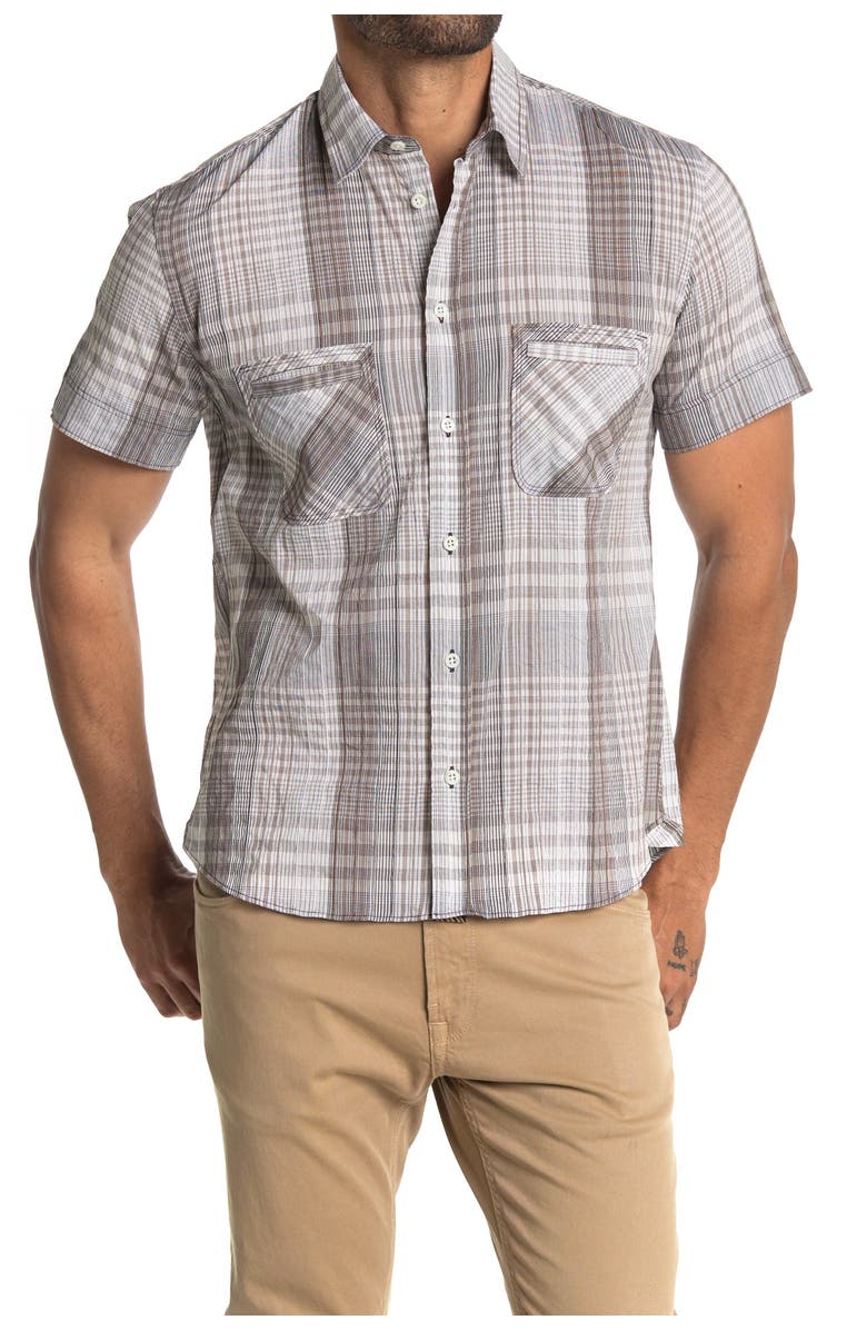 Billy Reid Donelson Plaid Short Sleeve Slim Fit Shirt, Main, color,